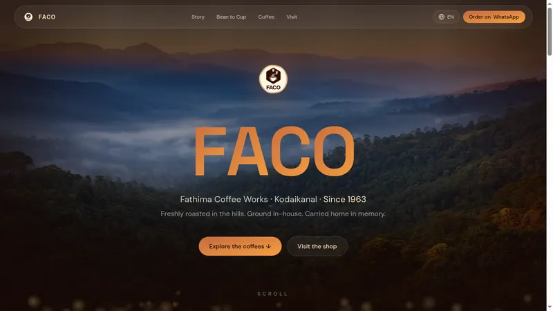 FACO — Fathima Coffee Works — A Kodaikanal coffee roastery, online.